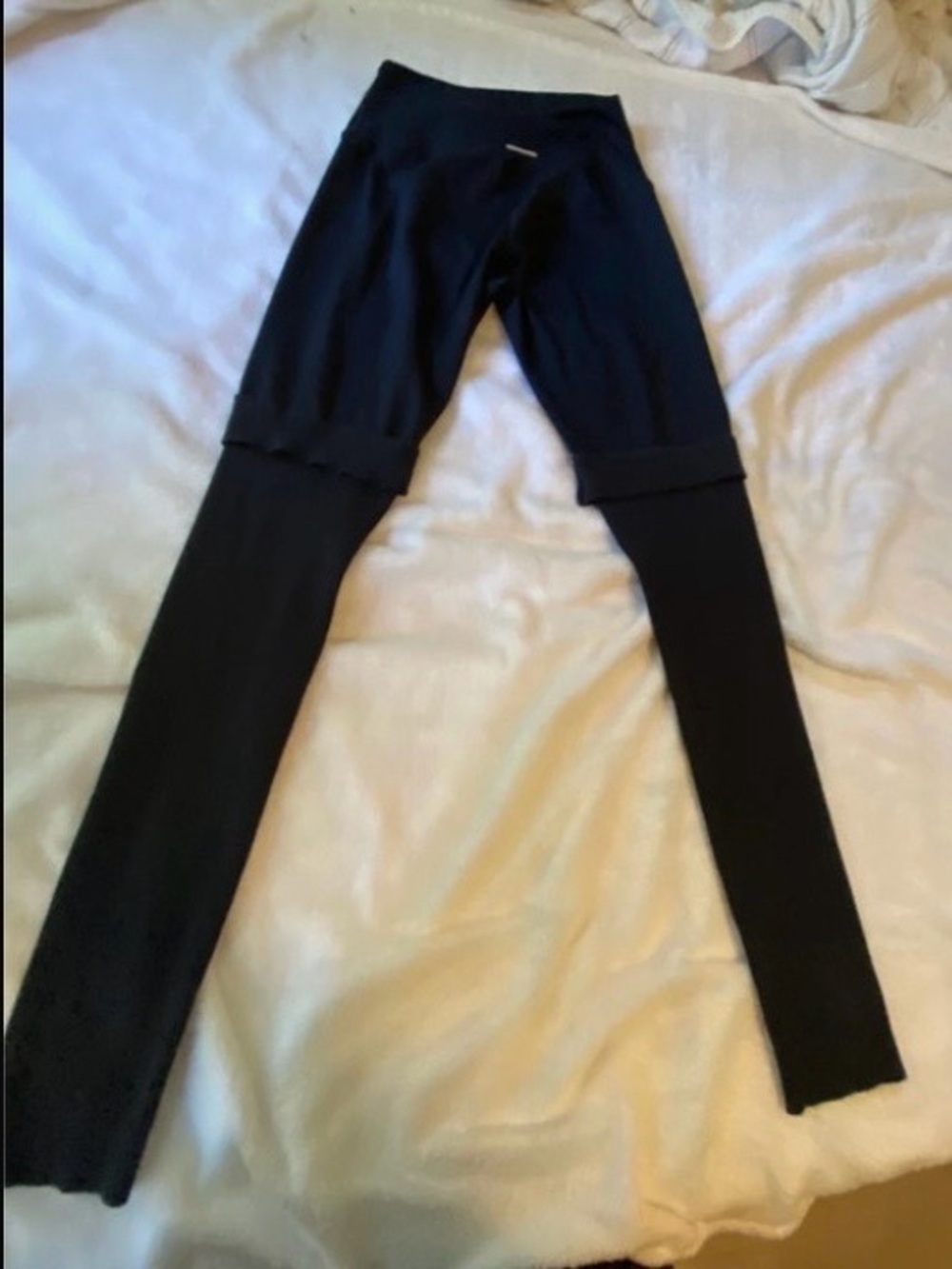 aerie Black Layered-Panel Leggings